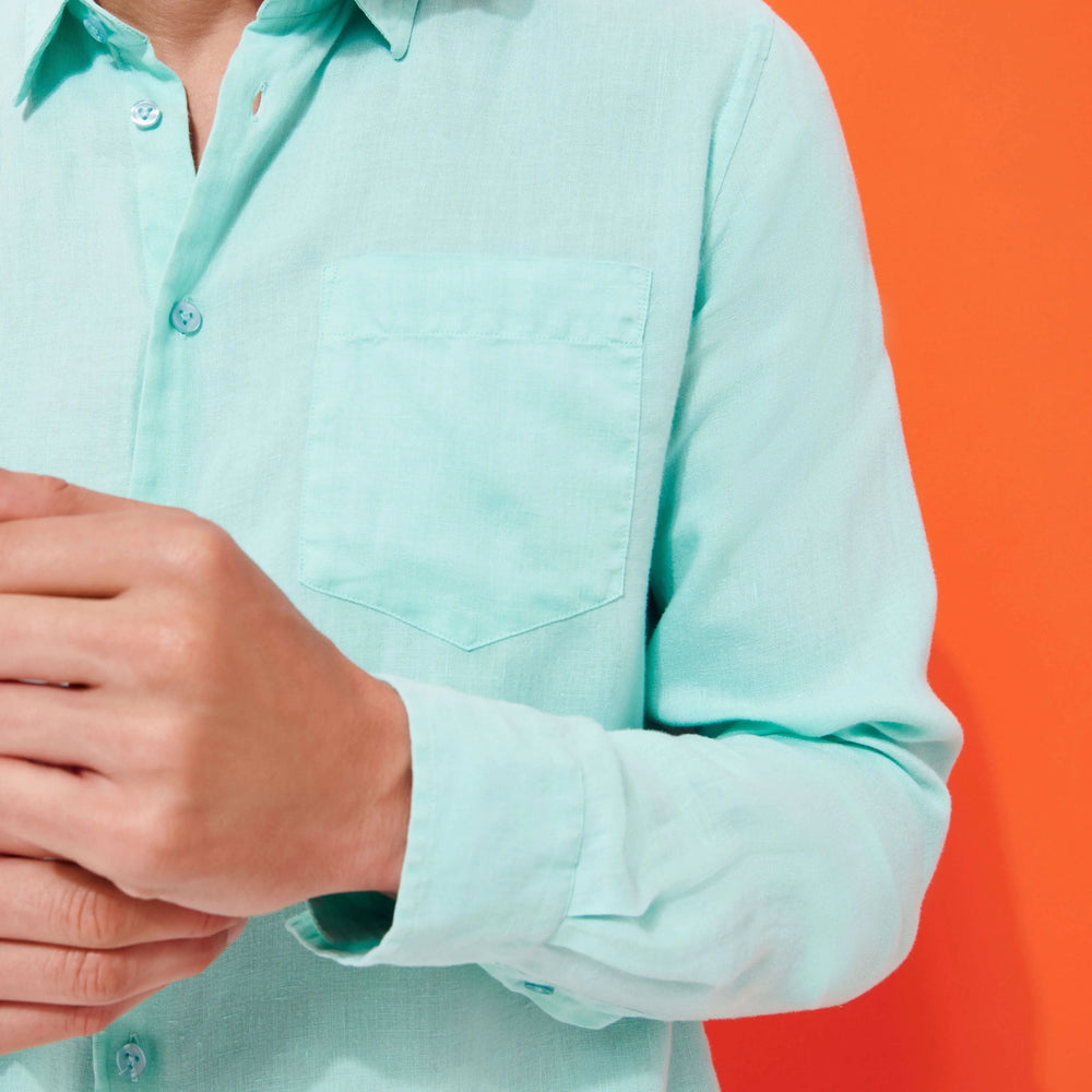 CHEMISE EN LIN CAROUBIS UNIE LAGON - BeachLife Concept