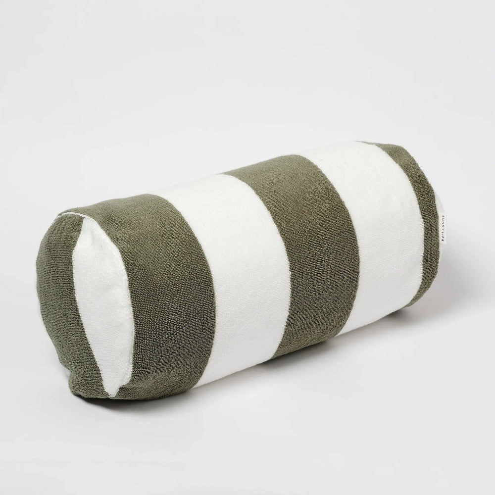 INFLATABLE BEACH PILLOW - THE VACAY OLIVE STRIPE - BeachLife Concept