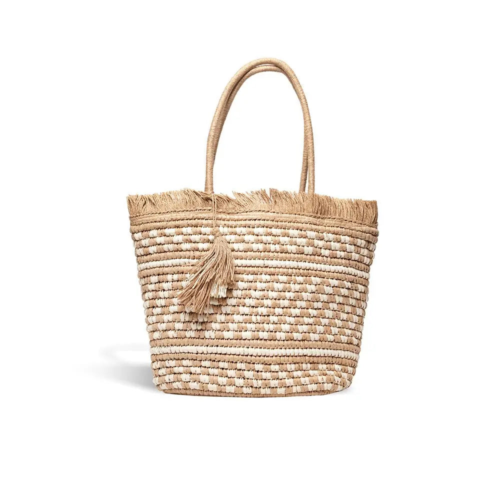 KAROLINA STRAW TOTE TOAST / WHITE - BeachLife Concept
