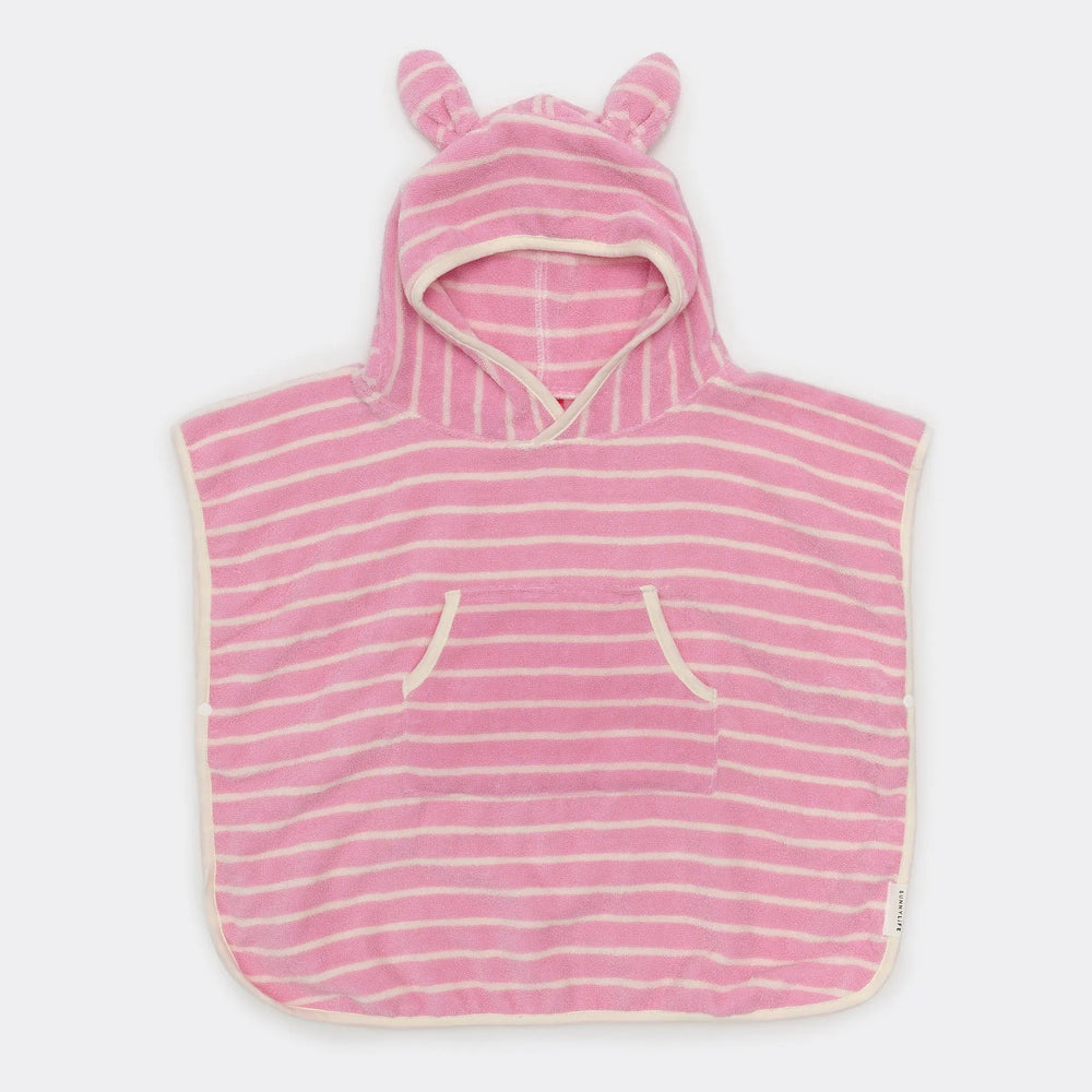 KIDS CHARACTER HOODED TOWEL COTTON CANDY PINK STRIPE - BeachLife Concept