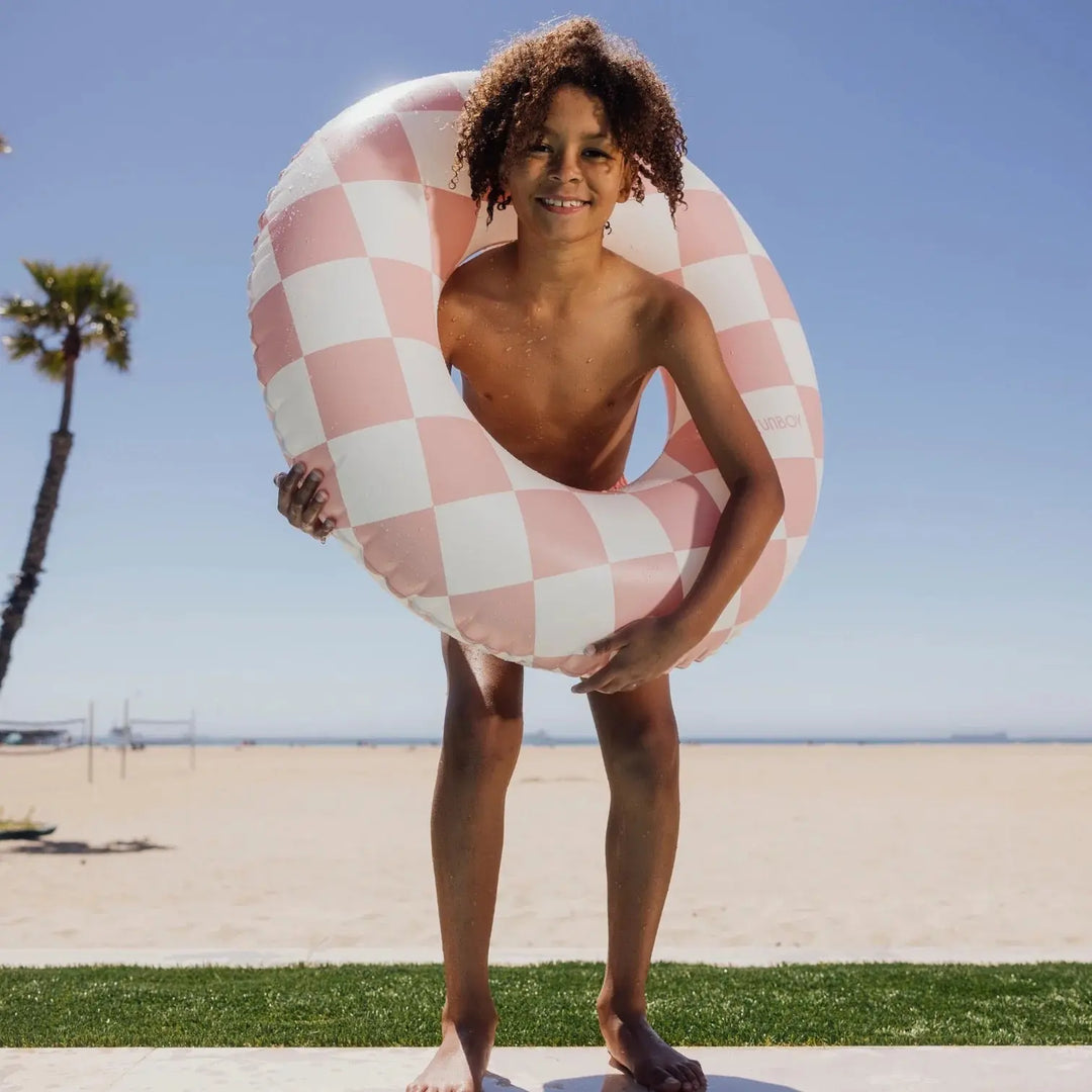 KIDS CHECKERED TUBE FLOAT PINK - BeachLife Concept