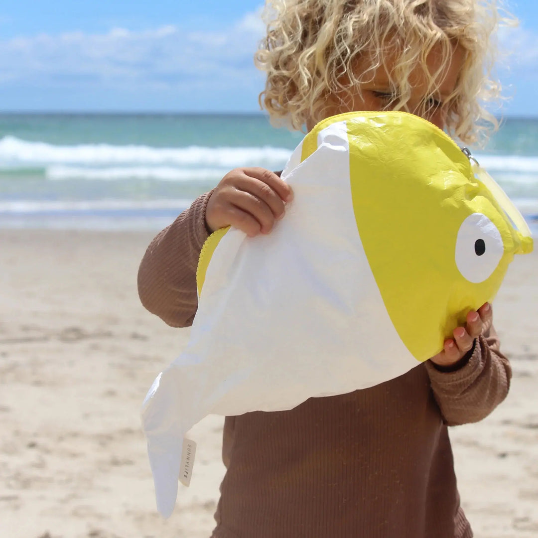 KIDS WET BAG FINN THE FISH NEON YELLOW - BeachLife Concept