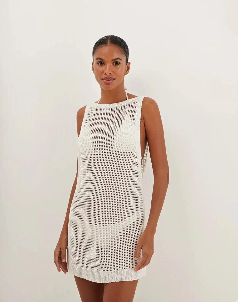 KNIT ERIKA SHORT COVER UP OFF WHITE - BeachLife Concept