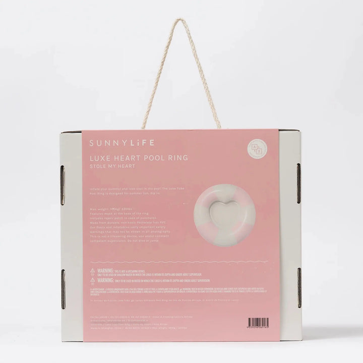 LUXE TUBE POOL RING STOLE MY HEART PINK STRIPE - BeachLife Concept