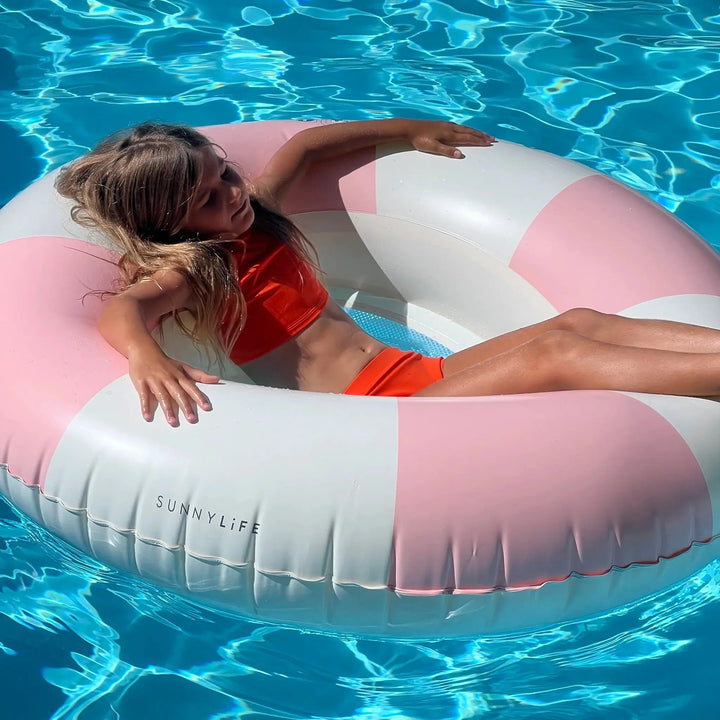 LUXE TUBE POOL RING STOLE MY HEART PINK STRIPE - BeachLife Concept