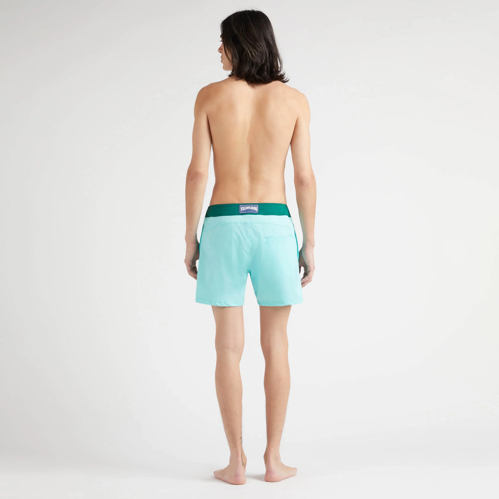 MAILLOT DE BAIN MERLE COURT STRETCH CEINTURE PLATE COLOR BLOCK LAGON - BeachLife Concept