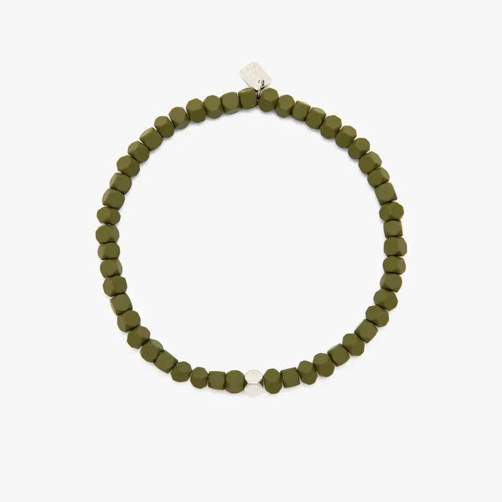 MEN'S COATED HEMATITE STRETCH BRACELET OLIVE - BeachLife Concept