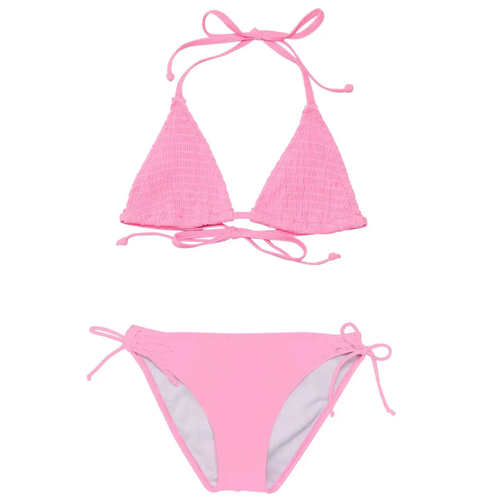 PINK SHIRRED TRIANGLE BIKINI - BeachLife Concept