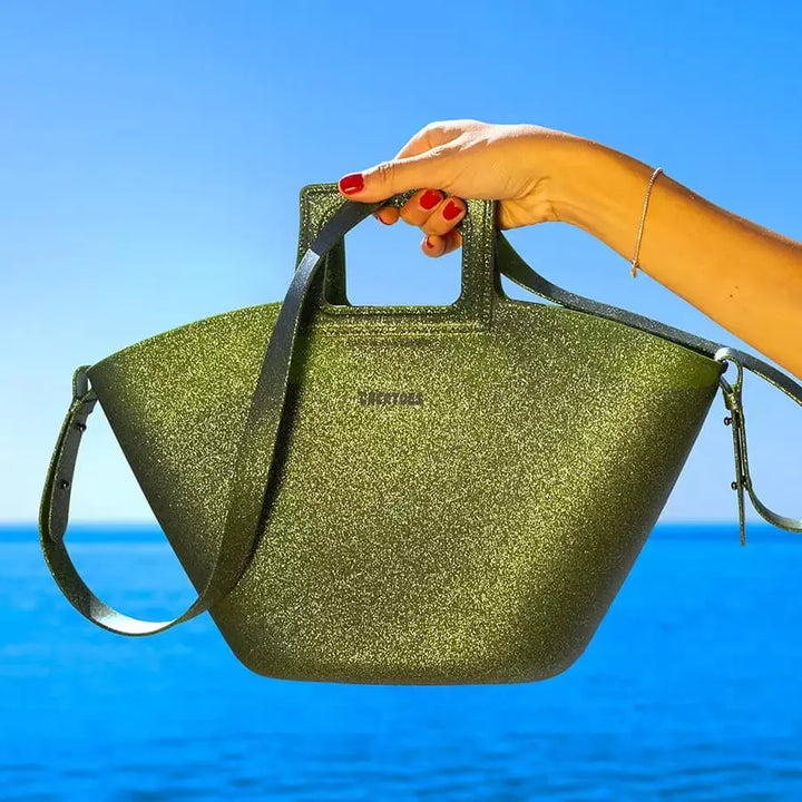 SAC A MAIN CABAS MARISCO GLITTER DARK KAKI BeachLife Concept