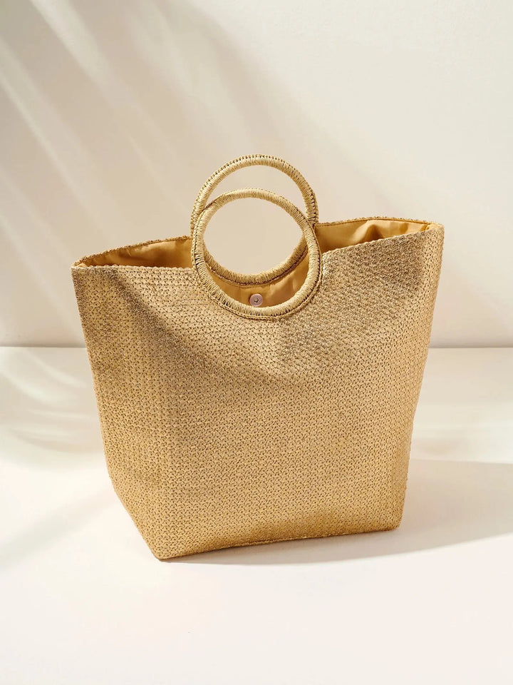 SHIRALEAH ADORA ROUND HANDLE TOTE GOLD - BeachLife Concept