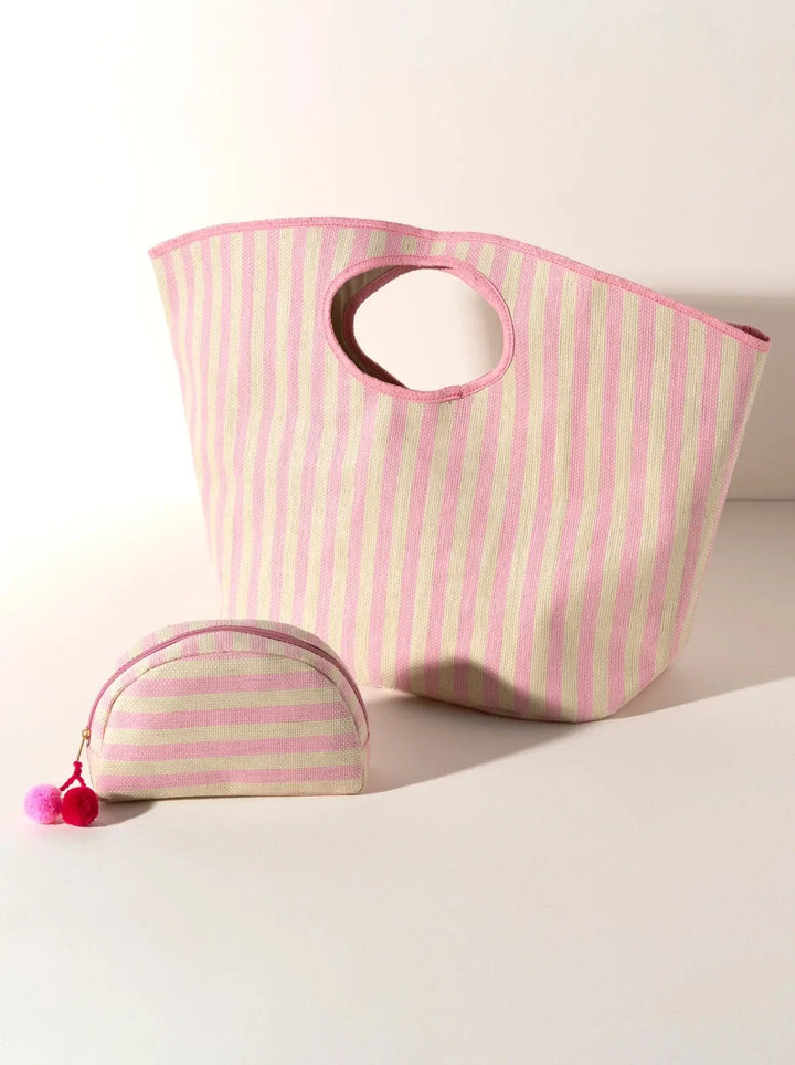SHIRALEAH LOLITA STRIPE TOTE PINK - BeachLife Concept