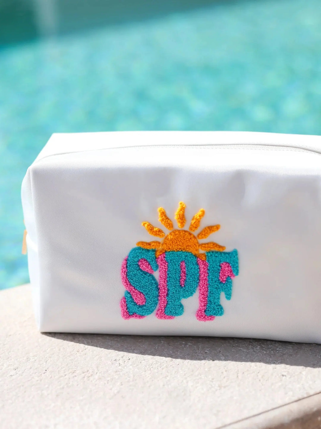 SHIRALEAH "SPF" LARGE ZIP POUCH WHITE - BeachLife Concept