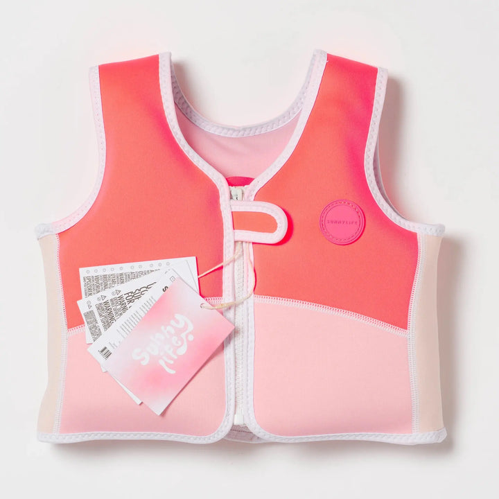 SWIM VEST 1-2 MELODY THE MERMAID NEON STRAWBERRY - BeachLife Concept