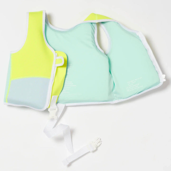 SWIM VEST 2-3 SALTY THE SHARK AQUA NEON YELLOW - BeachLife Concept