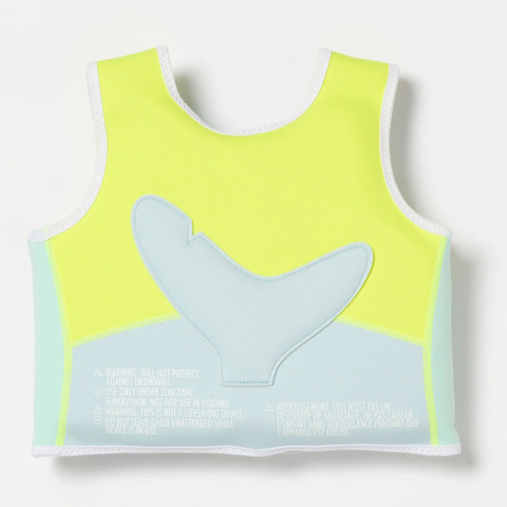 SWIM VEST 2-3 SALTY THE SHARK AQUA NEON YELLOW - BeachLife Concept