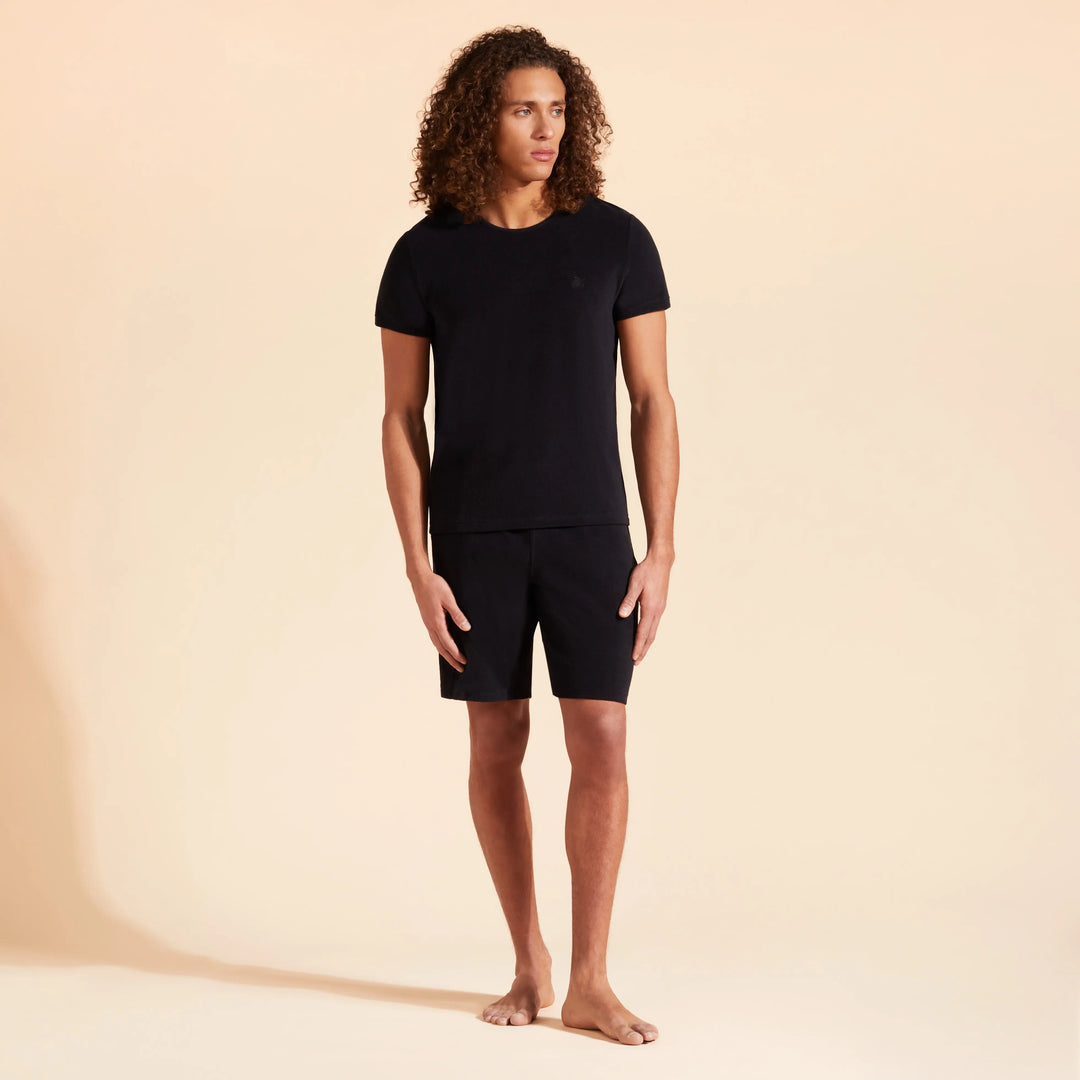 T-SHIRT TIRAMISU COL RONG EN EPONGE NOIR - BeachLife Concept