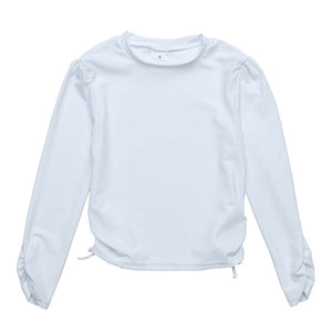 WHITE ROUCHED LS RASH TOP