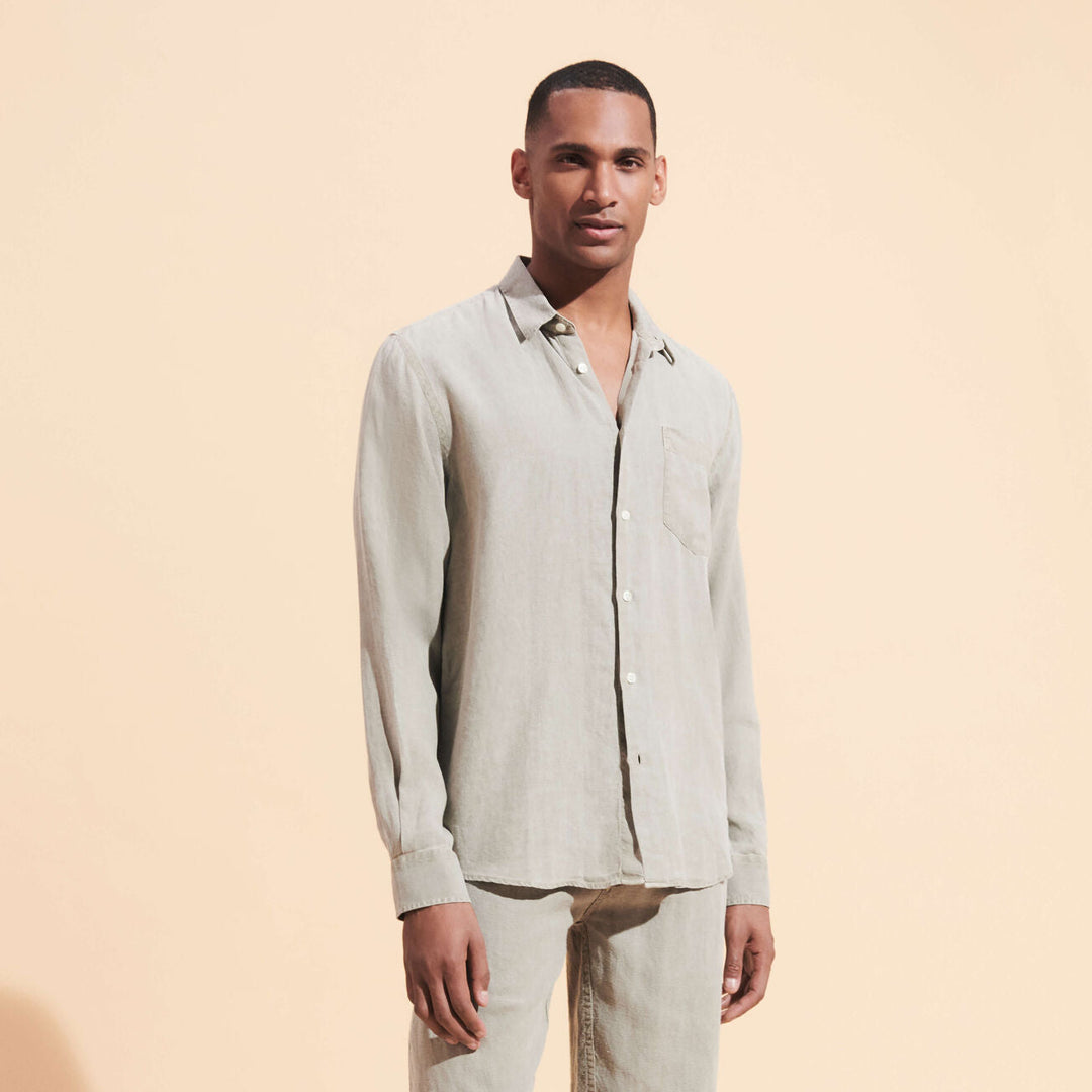 CHEMISE LIN HOMME UNI CAROUBIS