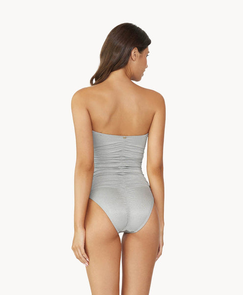 SILVER RUCHED ONE PIECE