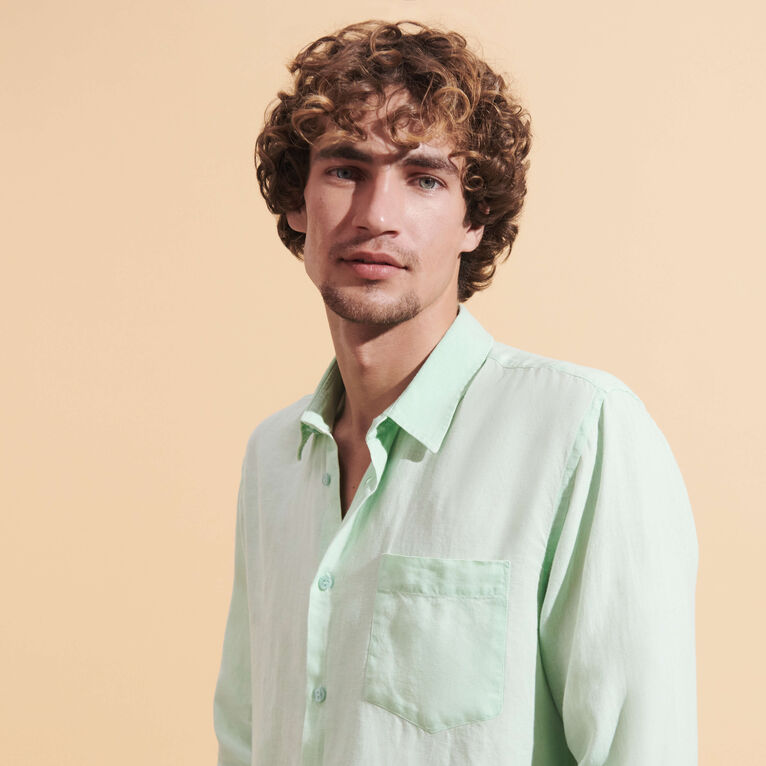 CHEMISE LIN HOMME UNI CAROUBIS