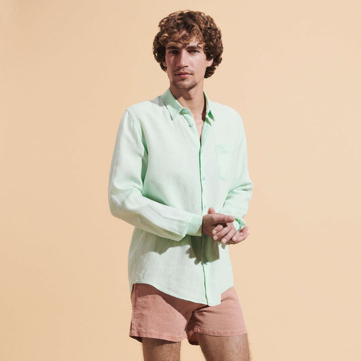 CHEMISE LIN HOMME UNI CAROUBIS