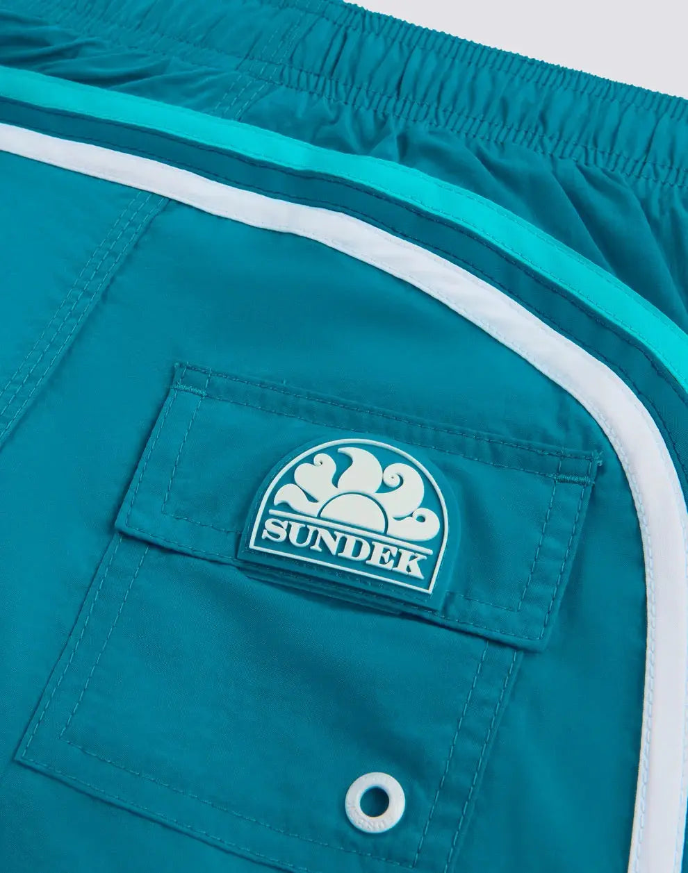 BOYS' SHORT SWIMSHORTS WITH ELASTICATED WAIST AND CRINKLED FABRIC SUNDEK