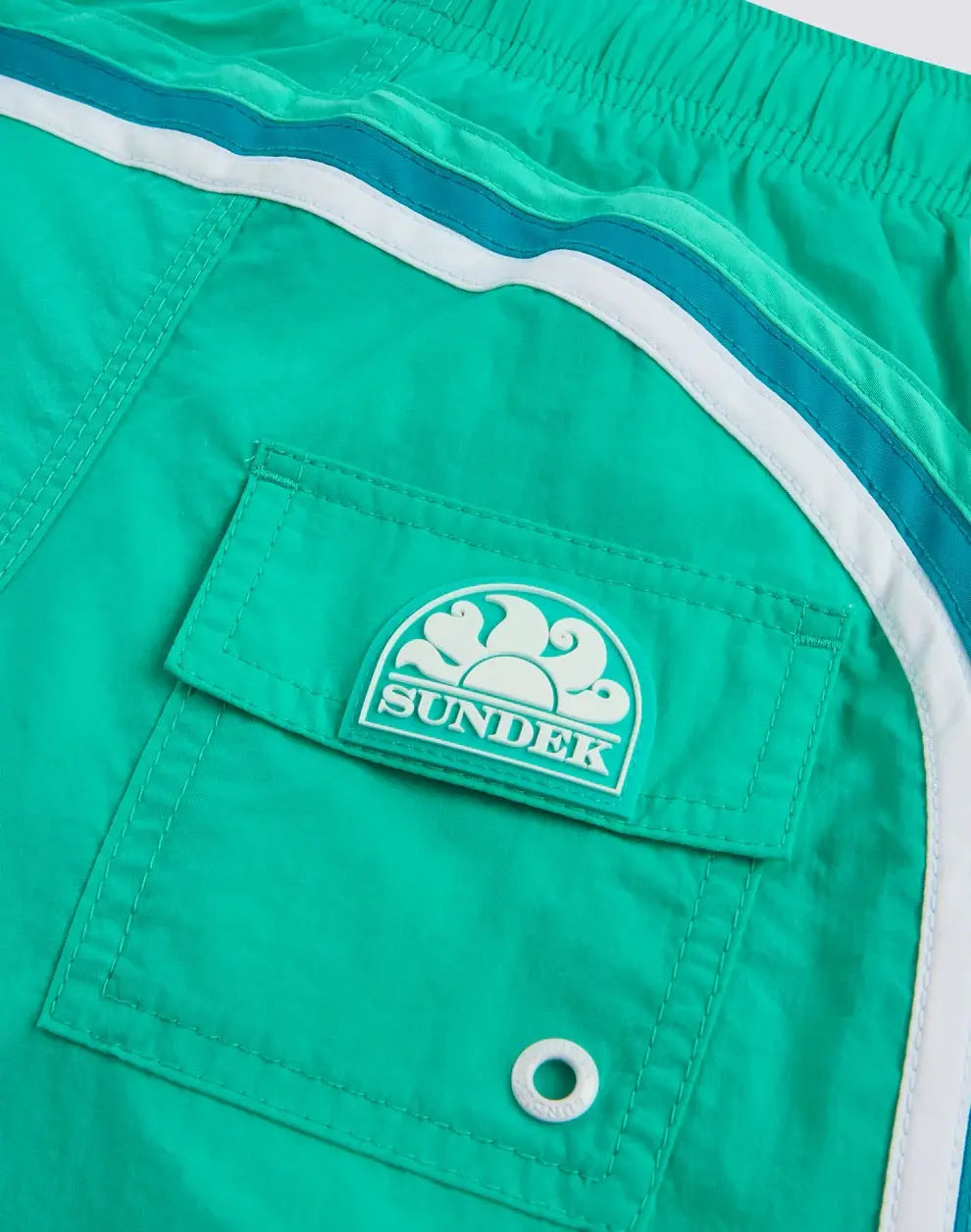BOYS' SHORT SWIMSHORTS WITH ELASTICATED WAIST AND CRINKLED FABRIC SUNDEK