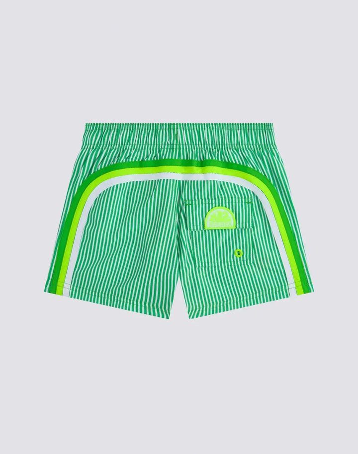 BOY'S REPREVE® ELASTIC WAIST SHORT SWIMSUIT WITH JUICY STRIPES PRINT SUNDEK