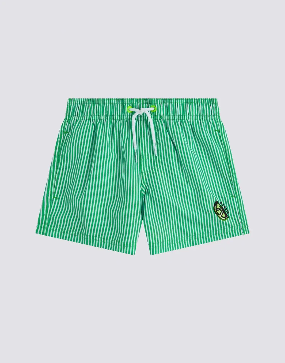 BOY'S REPREVE® ELASTIC WAIST SHORT SWIMSUIT WITH JUICY STRIPES PRINT SUNDEK
