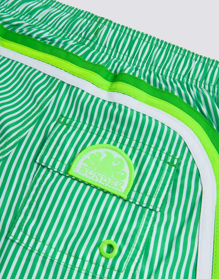 BOY'S REPREVE® ELASTIC WAIST SHORT SWIMSUIT WITH JUICY STRIPES PRINT SUNDEK