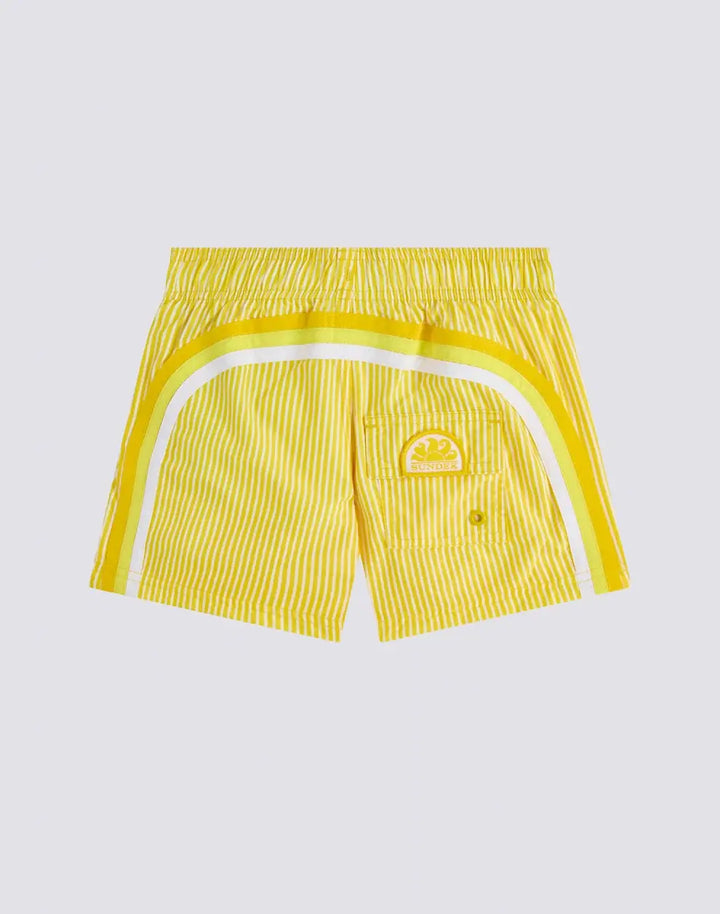 BOY'S REPREVE® ELASTIC WAIST SHORT SWIMSUIT WITH JUICY STRIPES PRINT SUNDEK