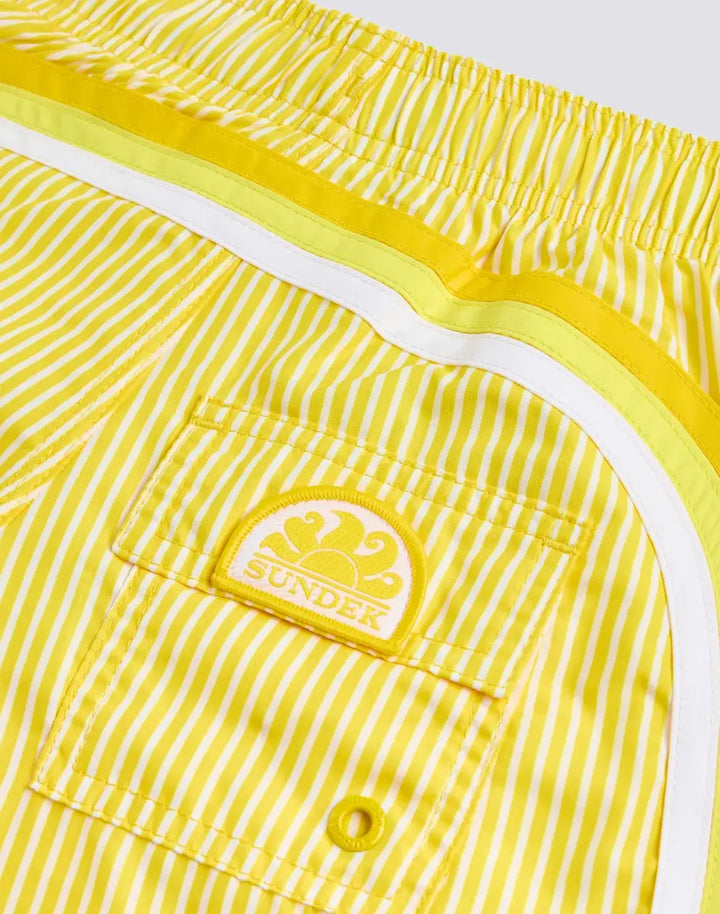 BOY'S REPREVE® ELASTIC WAIST SHORT SWIMSUIT WITH JUICY STRIPES PRINT SUNDEK