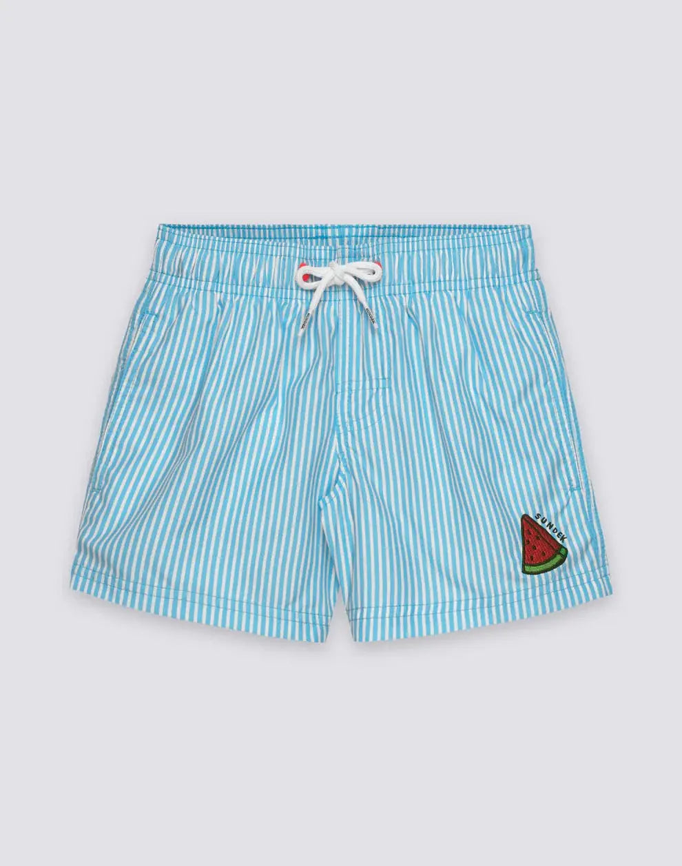 BOY'S REPREVE® ELASTIC WAIST SHORT SWIMSUIT WITH JUICY STRIPES PRINT SUNDEK