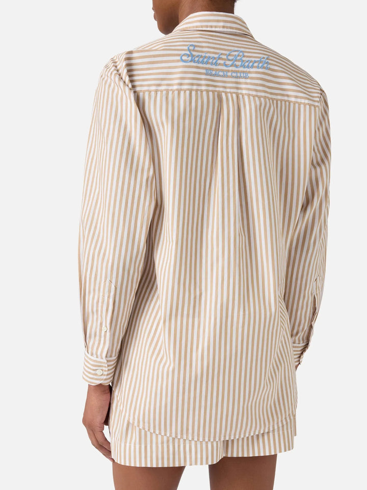 BRIGITTE WOMAN SHIRT BEACH STRIPES BEIGE MC2 SAINT BARTH