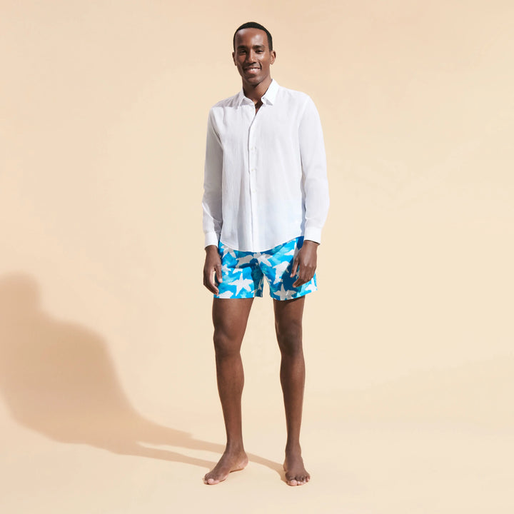 CHEMISE CARACAL LEGERE EN VOILE DE COTON UNISEXE BLANC - BeachLife Concept