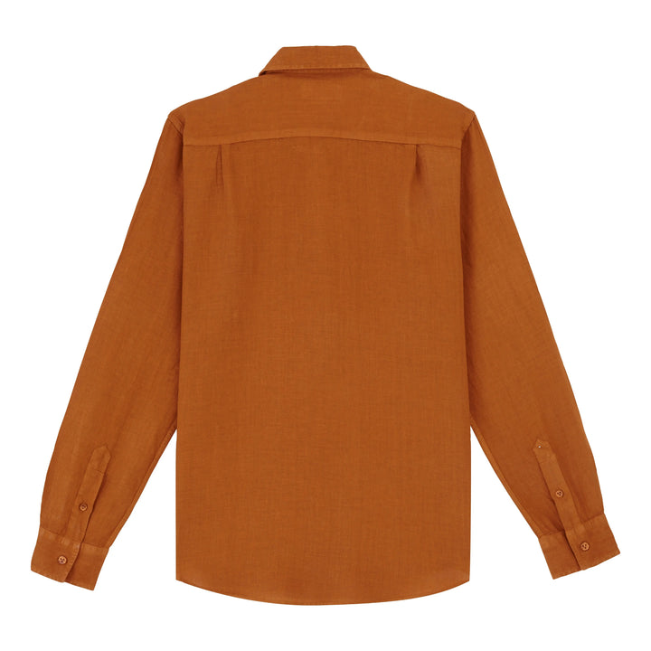 CHEMISE EN LIN CAROUBIS UNIE CARAMEL - BeachLife Concept