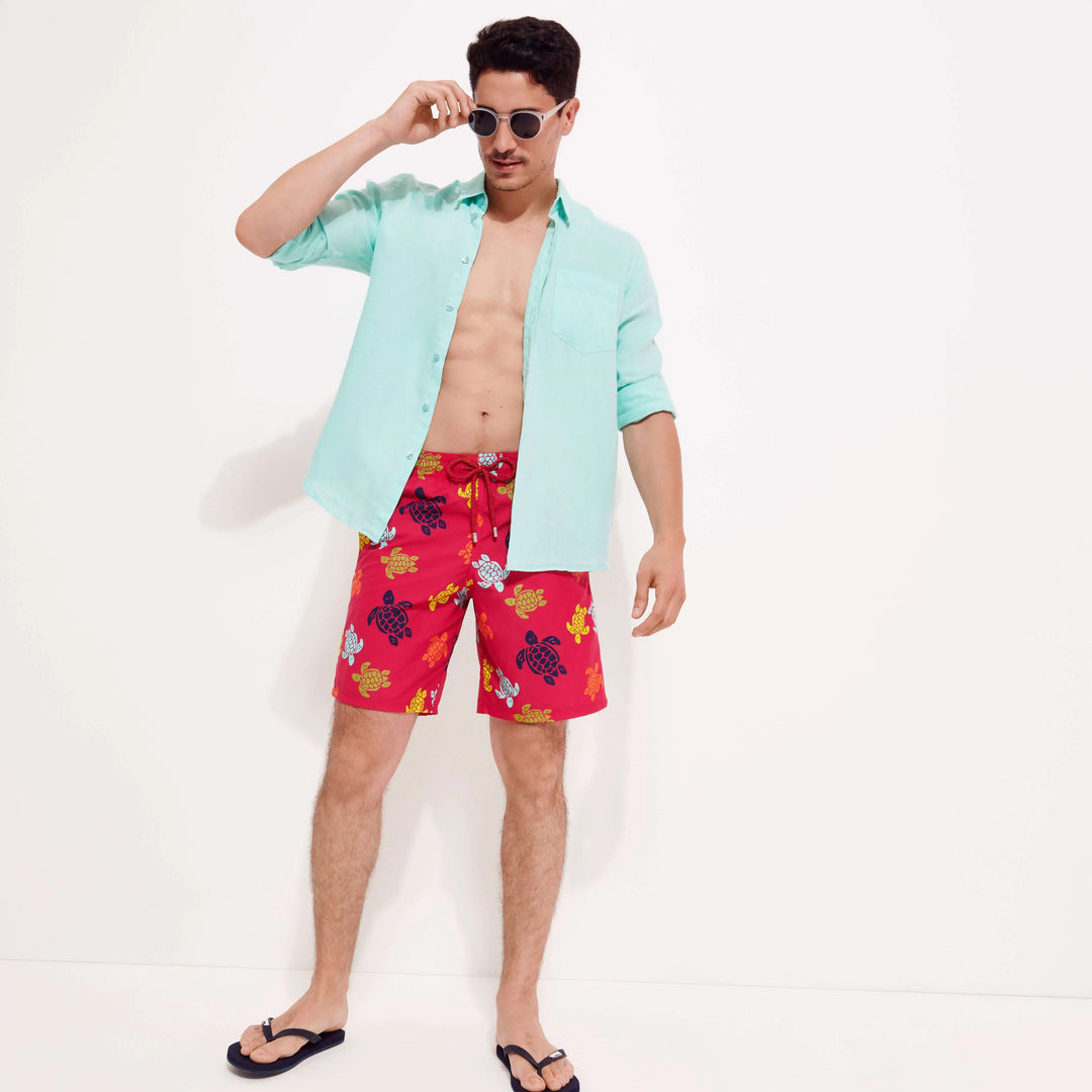 CHEMISE EN LIN CAROUBIS UNIE LAGON - BeachLife Concept