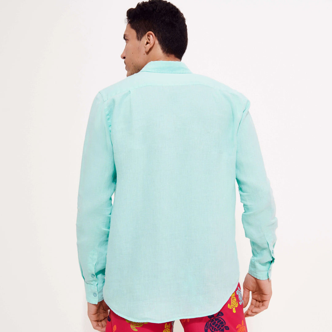 CHEMISE EN LIN CAROUBIS UNIE LAGON - BeachLife Concept