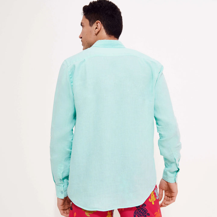 CHEMISE EN LIN CAROUBIS UNIE LAGON - BeachLife Concept