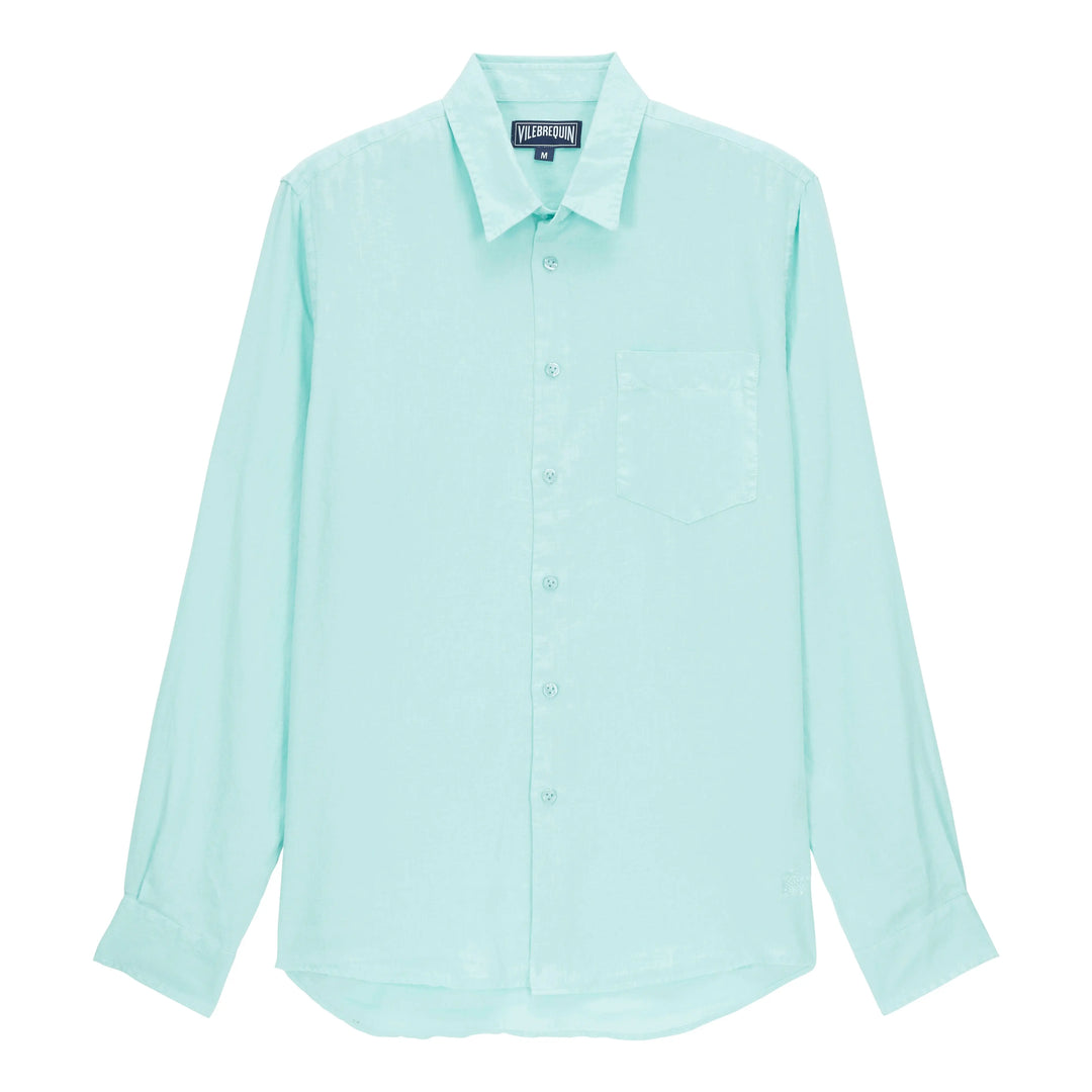 CHEMISE EN LIN CAROUBIS UNIE LAGON - BeachLife Concept