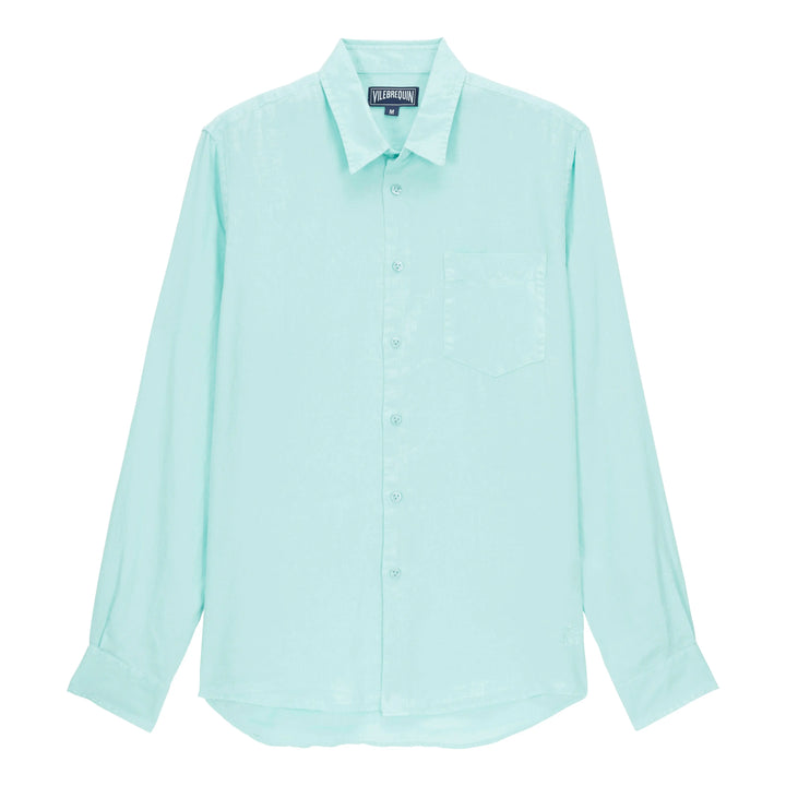 CHEMISE EN LIN CAROUBIS UNIE LAGON - BeachLife Concept