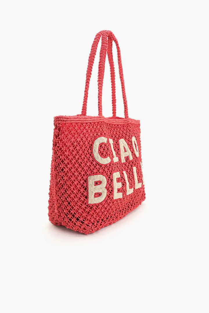 CIAO BELLA BEADED MACRAME JUTE TOTE AMERICA & BEYOND