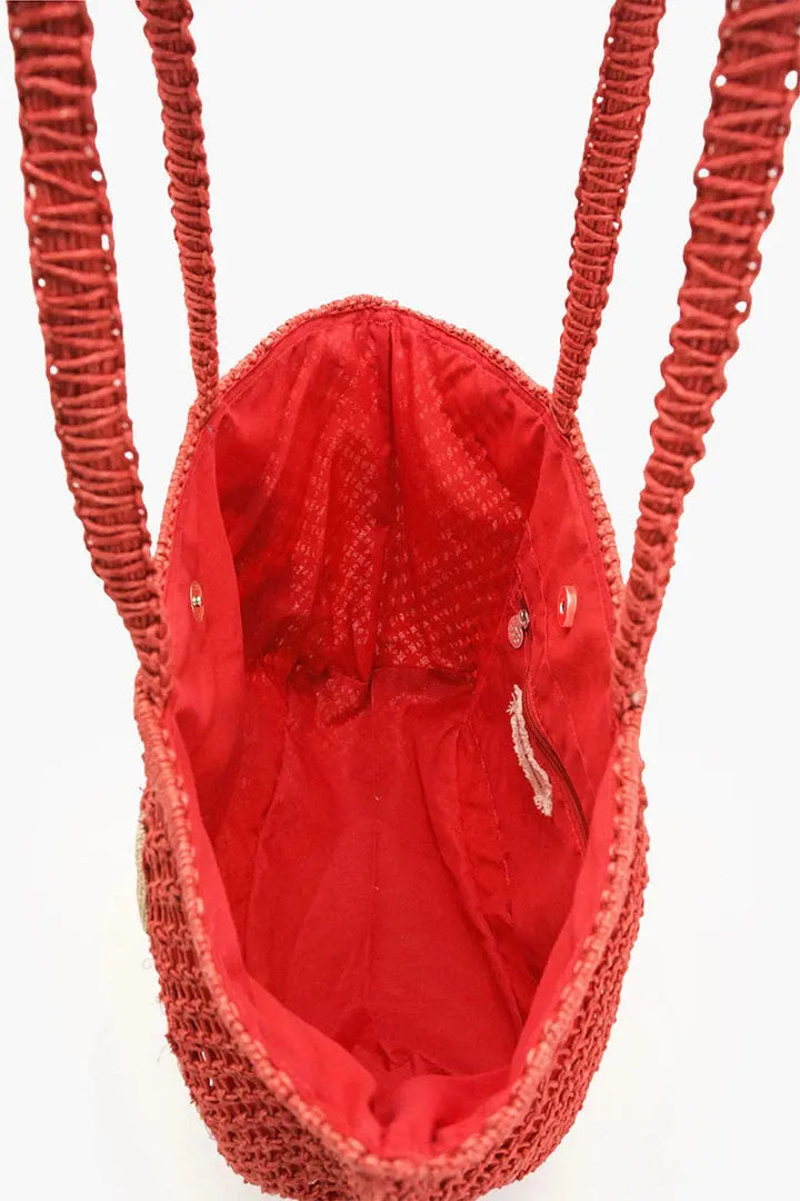 CIAO BELLA BEADED MACRAME JUTE TOTE AMERICA & BEYOND
