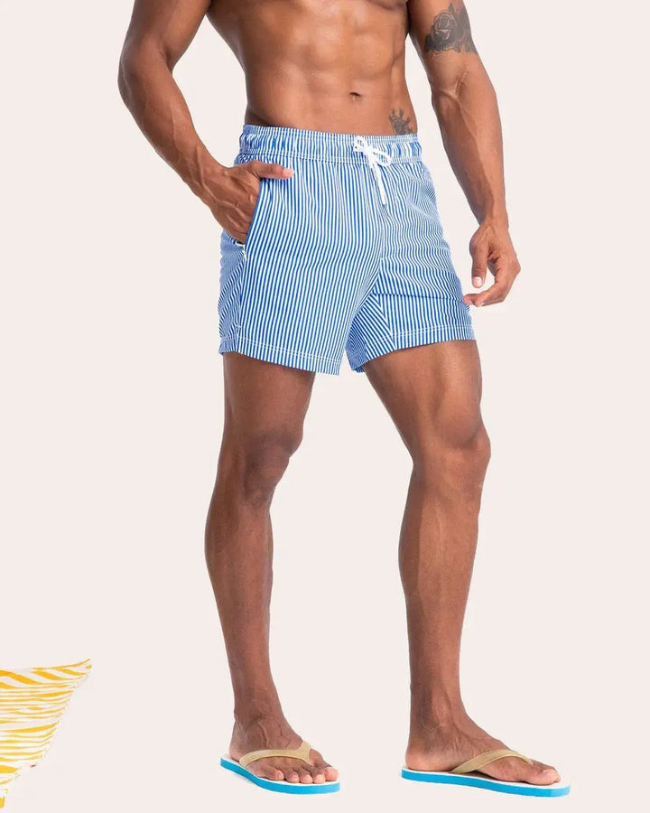 COASTSWEET STRIPED PRINT SWIM TRUNKS MAAMGIC