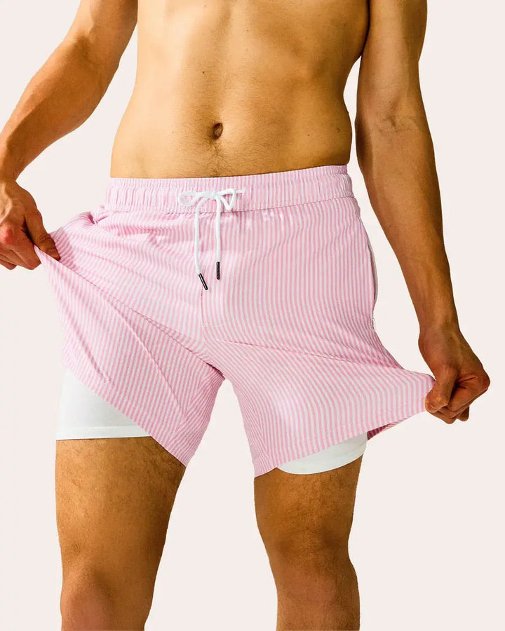 COASTSWEET STRIPED PRINT SWIM TRUNKS MAAMGIC