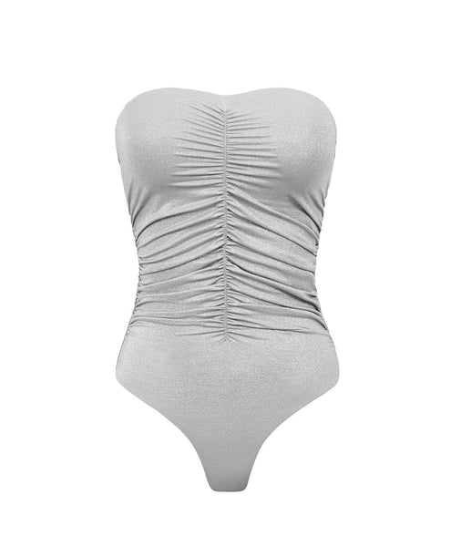 SILVER RUCHED ONE PIECE