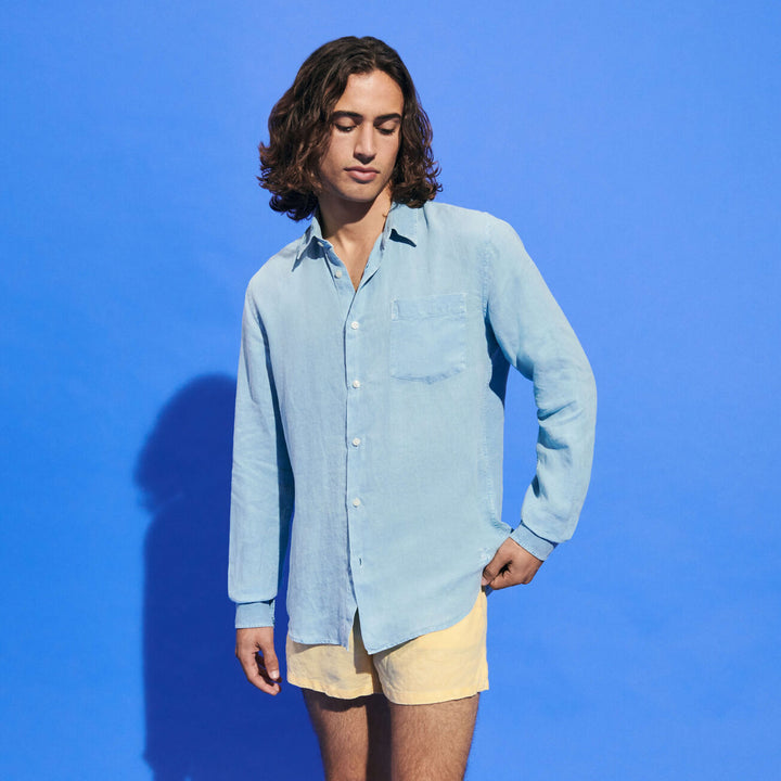 CHEMISE LIN HOMME UNI CAROUBIS