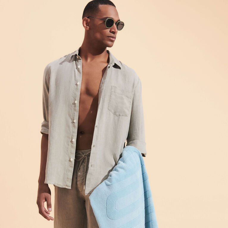 CHEMISE LIN HOMME UNI CAROUBIS