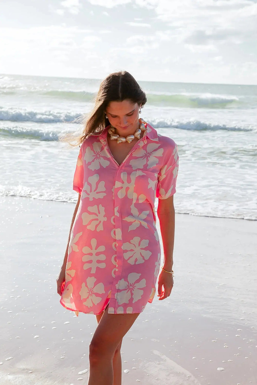 HIBISCUS PINK SHIRT DRESS BeachLife Concept