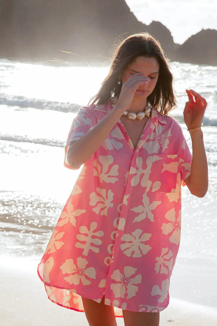 HIBISCUS PINK SHIRT DRESS BeachLife Concept